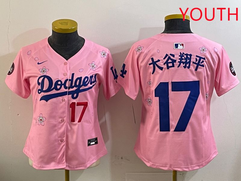 Youth Los Angeles Dodgers #17 Ohtani Pink Sakura Edition 2025 Nike MLB Jersey style 8->youth mlb jersey->Youth Jersey
